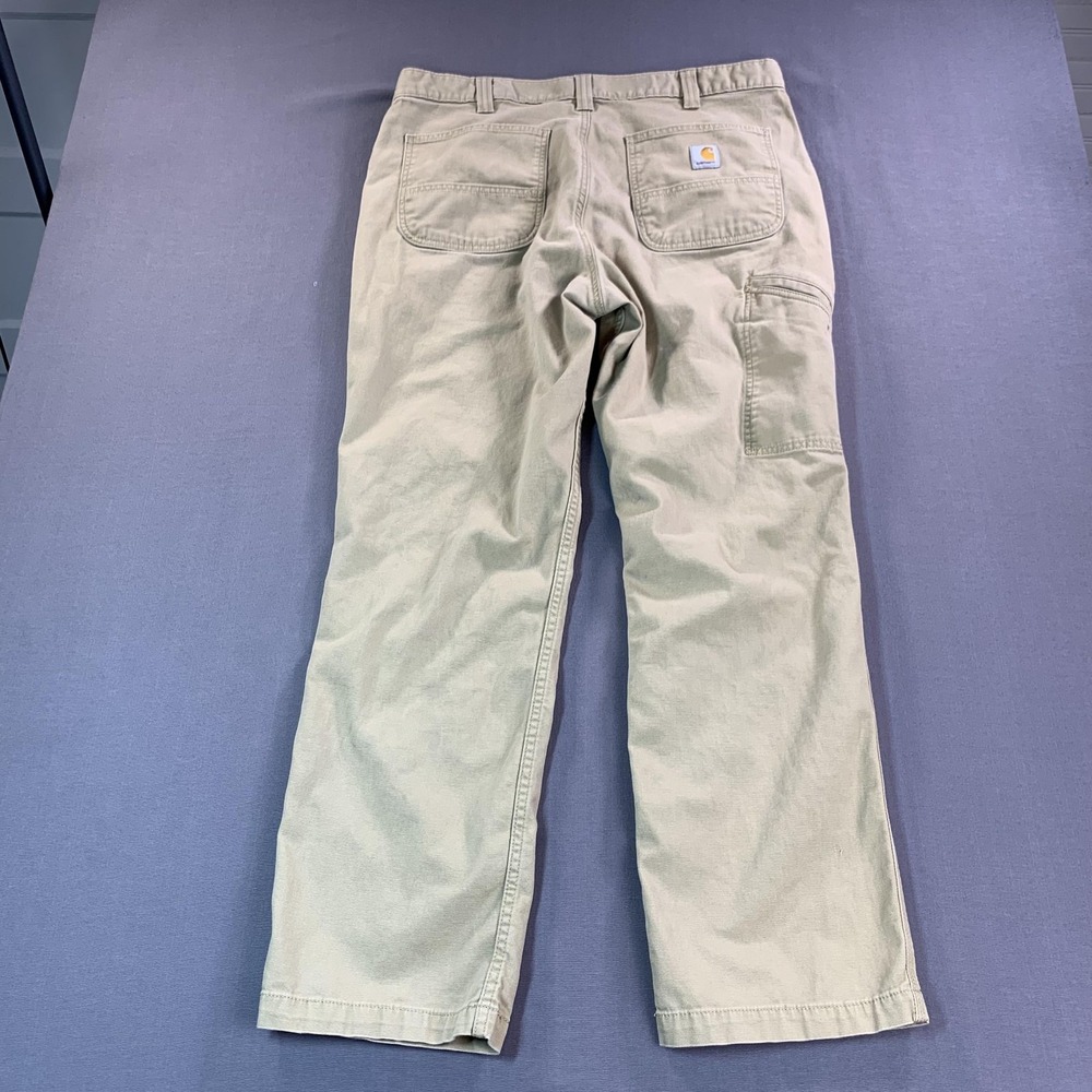 Carhartt Rugged Flex Relaxed Fit Carpenter Pants Mens 38x32 Beige Canvas Stretch - Picture 14 of 16